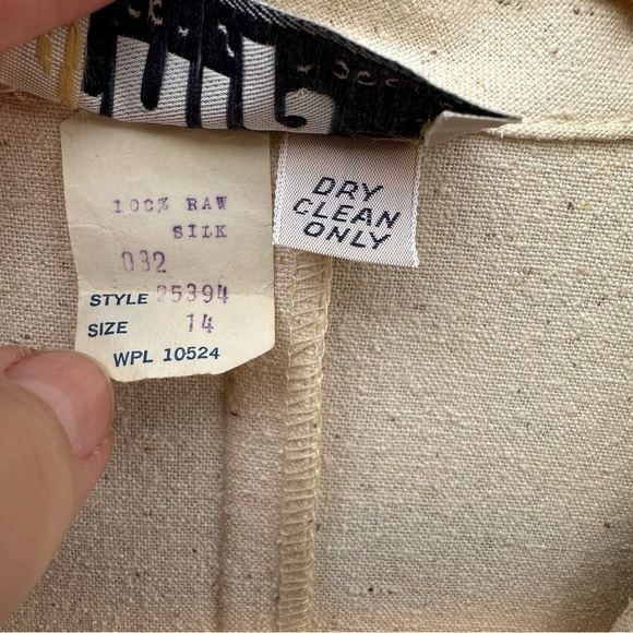 Vintage RHIP Raw Silk Cream Blazer Jacket Minimalist Natural Fiber Coastal Chic - Picture 4 of 10